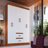 Closet Almore Mexico 6 Puertas 2 Cajones Nogueira y Off White