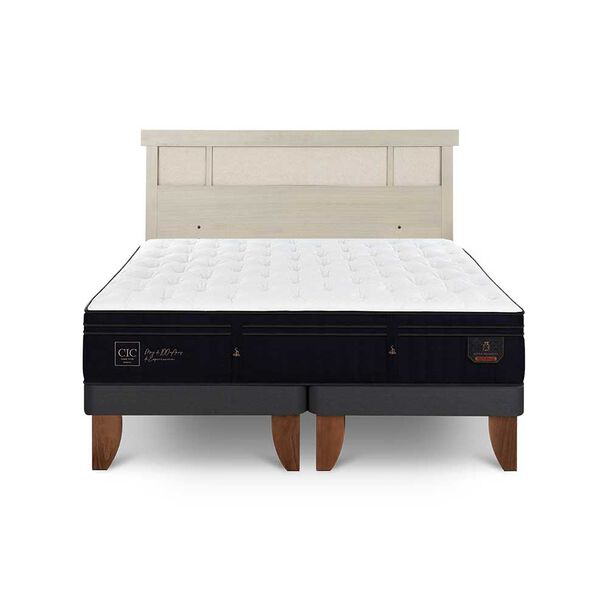 Cama Europea CIC Base Dividida 2 Plazas Súper Premium + Respaldo Dublin Alpino
