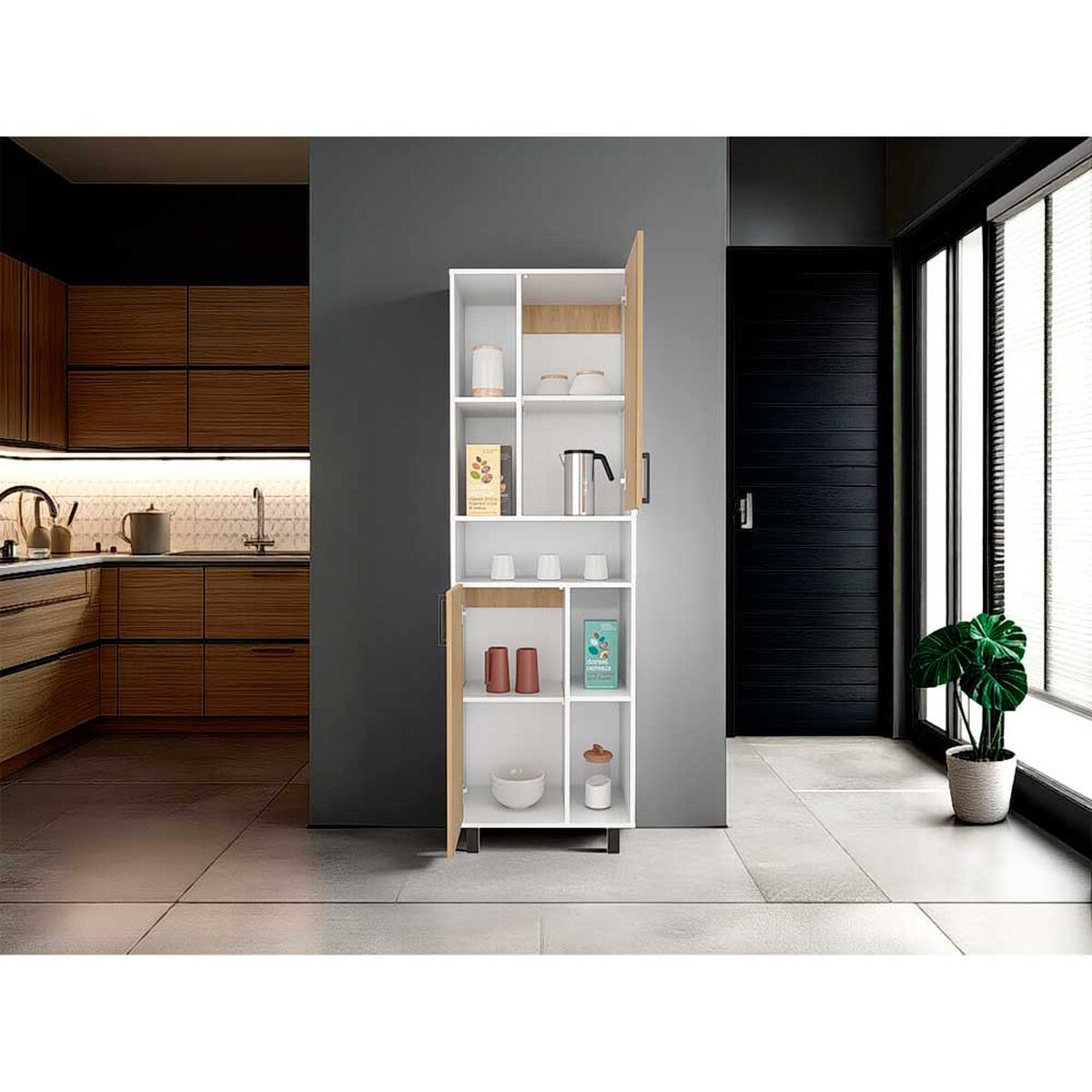 Despensa Tuhome Bryce 2 Puertas Fresno Europeo-Blanco Mqz