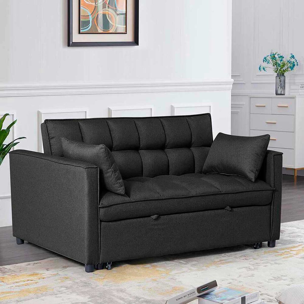 Fut&oacute;n Idetex Brela 2 Cuerpos Negro