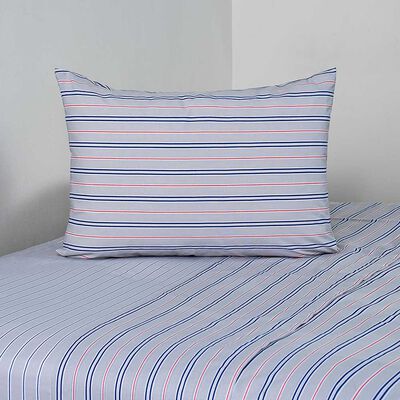 Imagen 1 del producto Juego de Sábanas American Family 1 Plaza 144 Hilos Marino Rojo