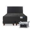 Cama Europea Flex 2 Plazas Black + Respaldo + 2 almohadas