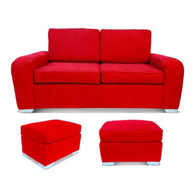 Imagen 1 del producto Juego de Living Elegant Detail Boston Sofá 3 Cuerpos + Dos Sillones 1 Cuerpo Rojo