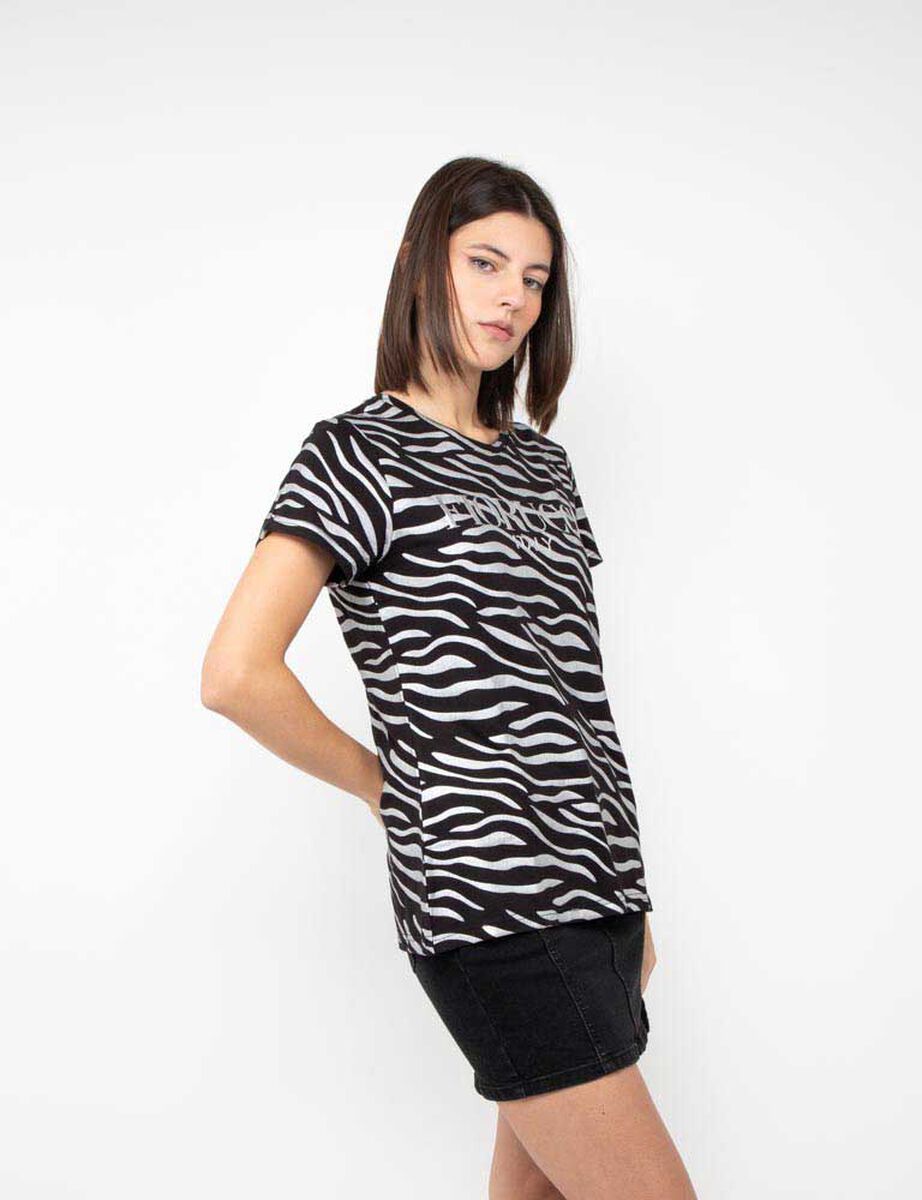 Polera Con Estampado Manga Corta Mujer Fiorucci