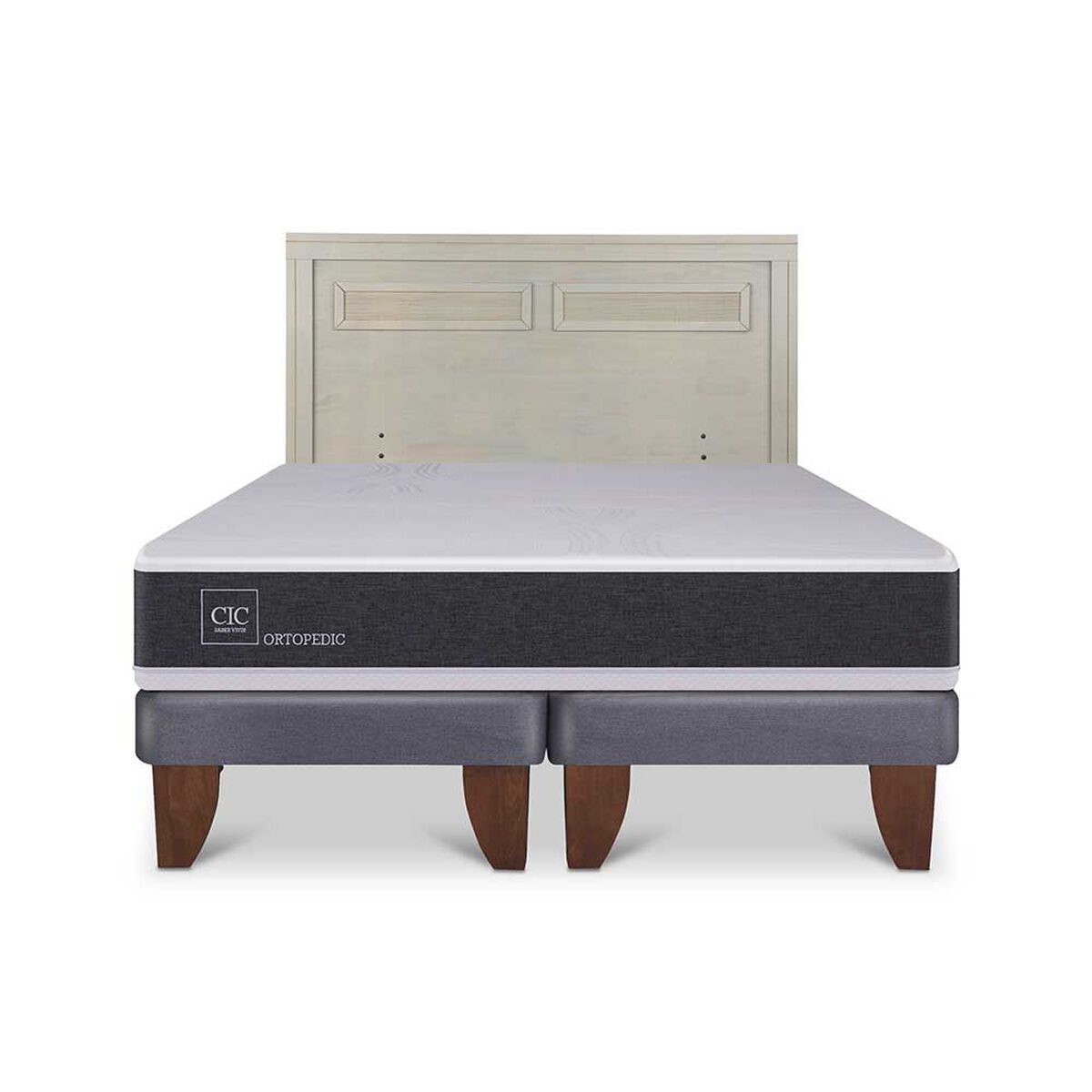 Cama Europea CIC Base Dividida 2 Plazas Ortopedic + Respaldo Milan Alpino