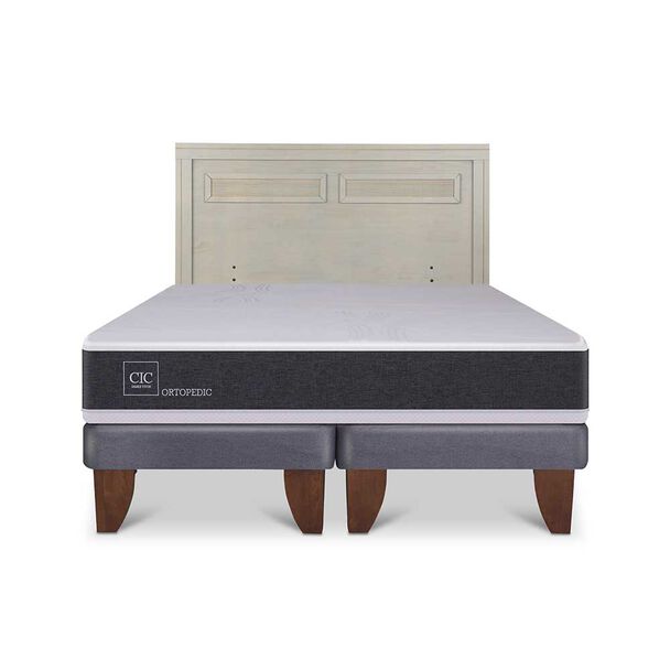 Cama Europea CIC Base Dividida 2 Plazas Ortopedic + Respaldo Milan Alpino