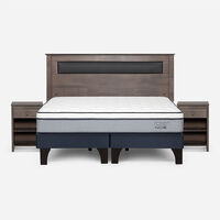 Combo Cama Europea Rosen 2 Plazas Indie BD + Respaldo y Veladores Ferrara