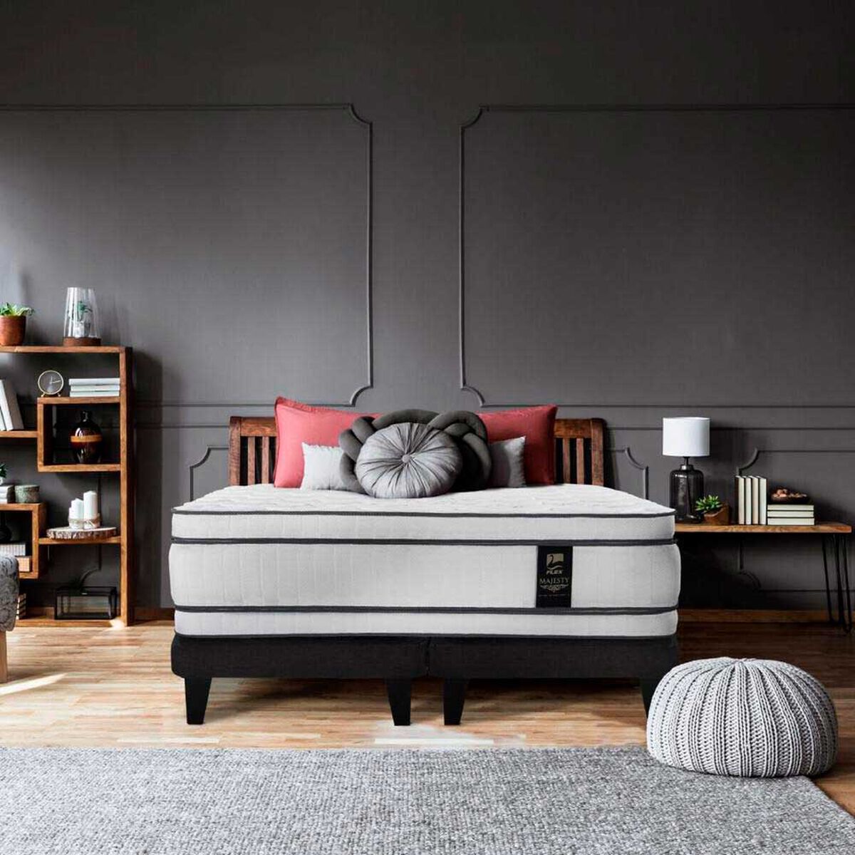 Cama Europea Flex King Majesty + 1 Respaldo