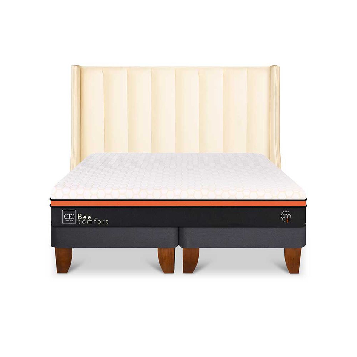 Cama Europea CIC Base Dividida 2 Plazas Bee Comfort + Respaldo Panaro