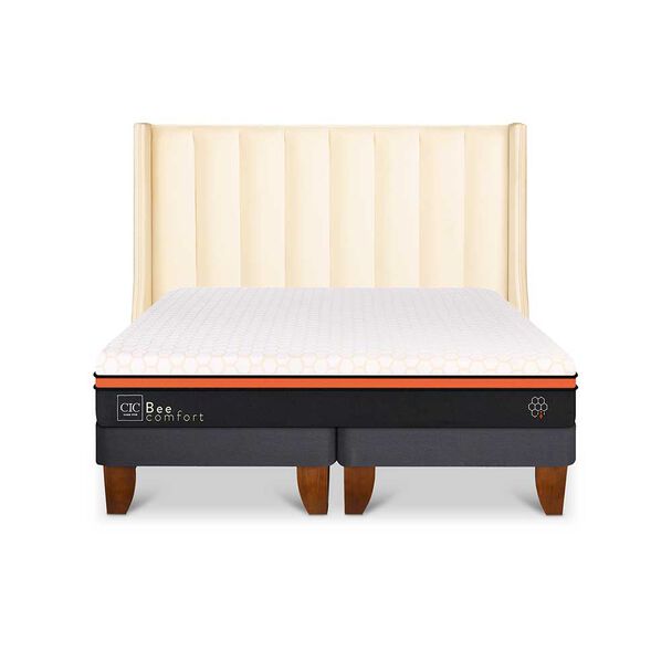 Cama Europea CIC Base Dividida 2 Plazas Bee Comfort + Respaldo Panaro
