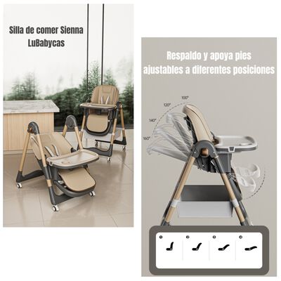 Imagen 2 del producto Silla de Comer Reclinable Plegable LuBabycas Café