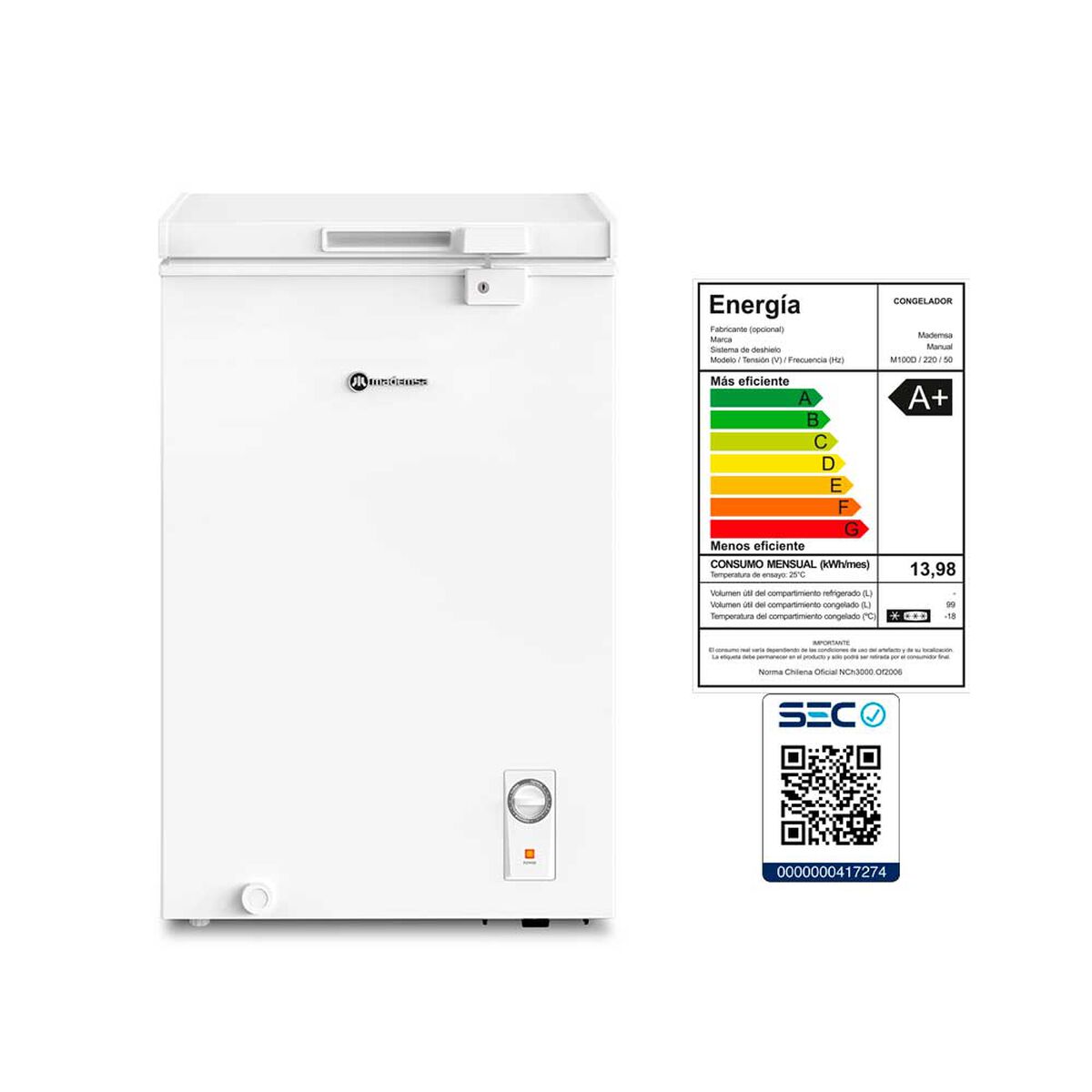 Freezer Horizontal Mademsa M100D 99 lts