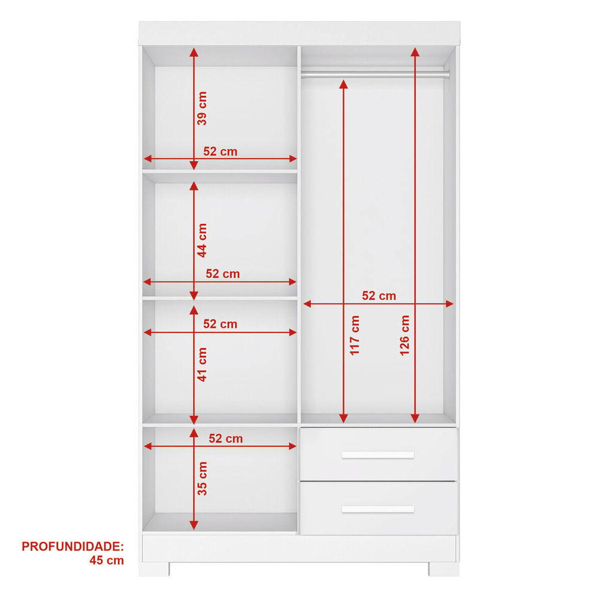 Closet Home Mobili Lucca 4 Puertas 2 Cajones Blanco