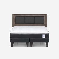 Cama Europea Rosen Base Dividida 2 Plazas New style 6 + Respaldo Rachel Gris