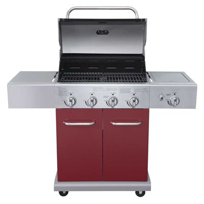 Imagen 2 del producto Parrilla a Gas Encendido Electrónico BBQ Grill Texas Acero Inoxidable 4 Quemadores Centrales + 1 Lateral Roja