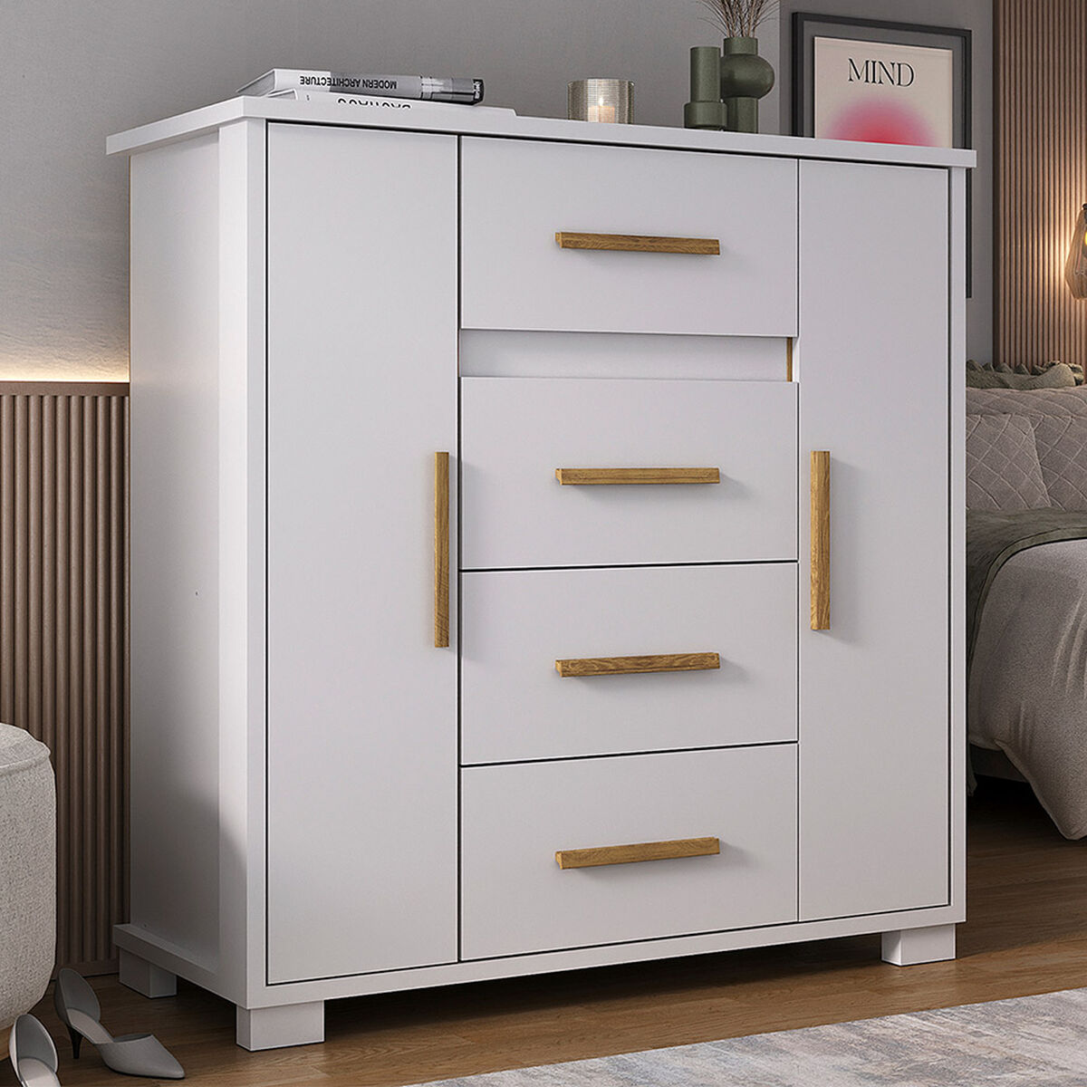 C&oacute;moda Di Poretti Design Kyra 4 Cajones 2 Puertas Blanco