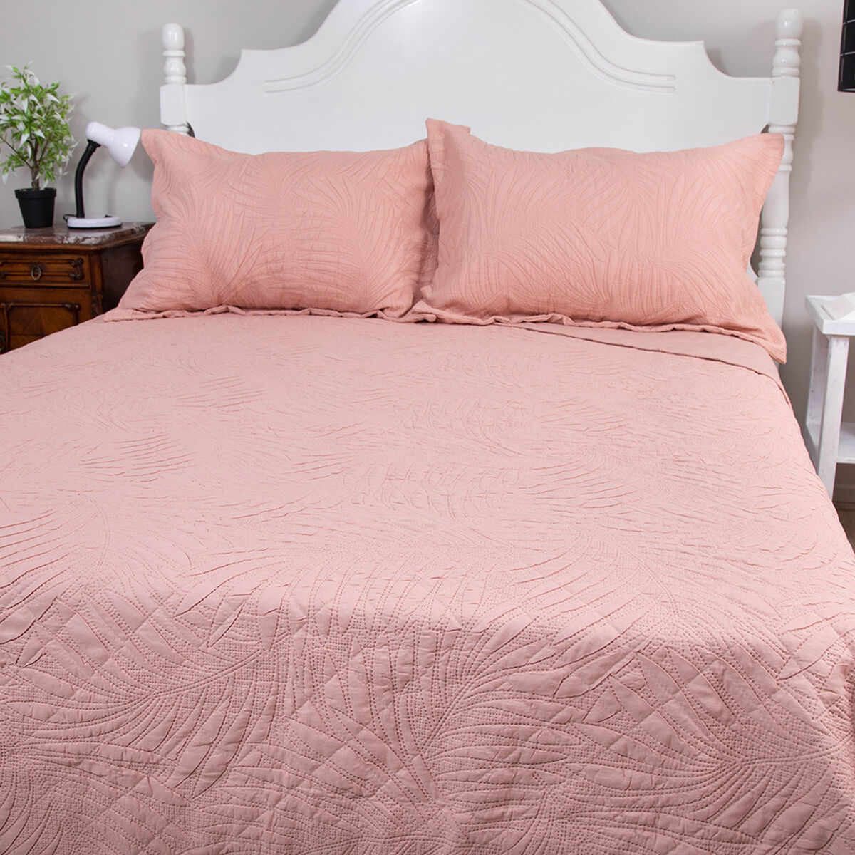 Quilt Doral 2 Plazas Rosa Pastel Bubbly
