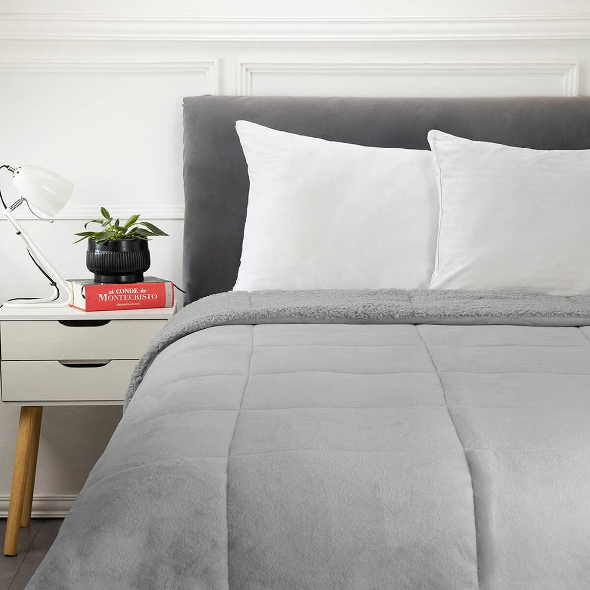 Plumón Coral Sherpa Casanova 2 Plazas Gris