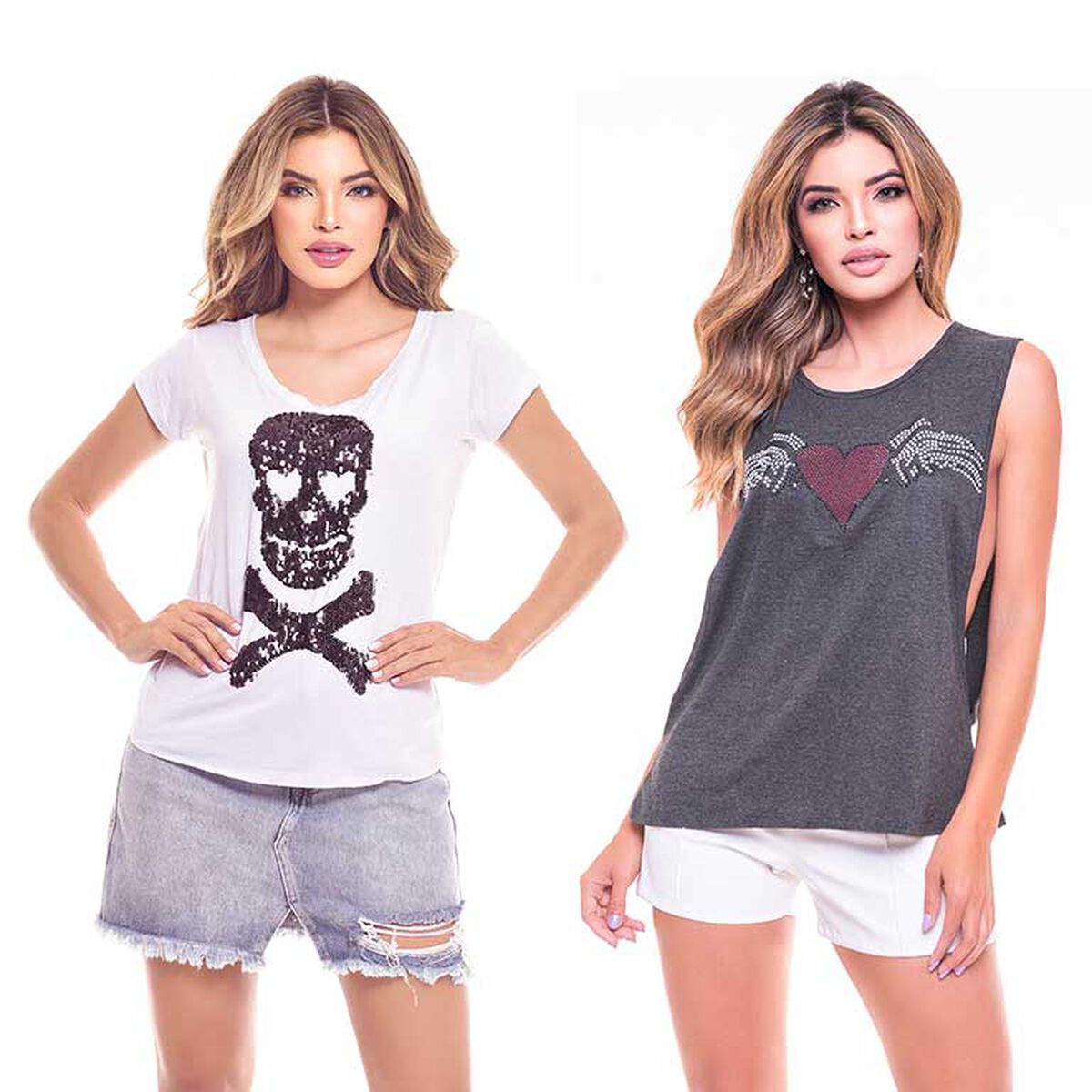 Pack 2 Poleras Mujer Rock Caviar