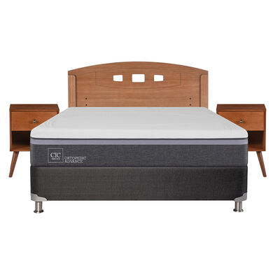 Imagen 1 del producto Box Spring CIC 2 Plazas Ortopedic Advance + Respaldo + 2 Veladores New Gales