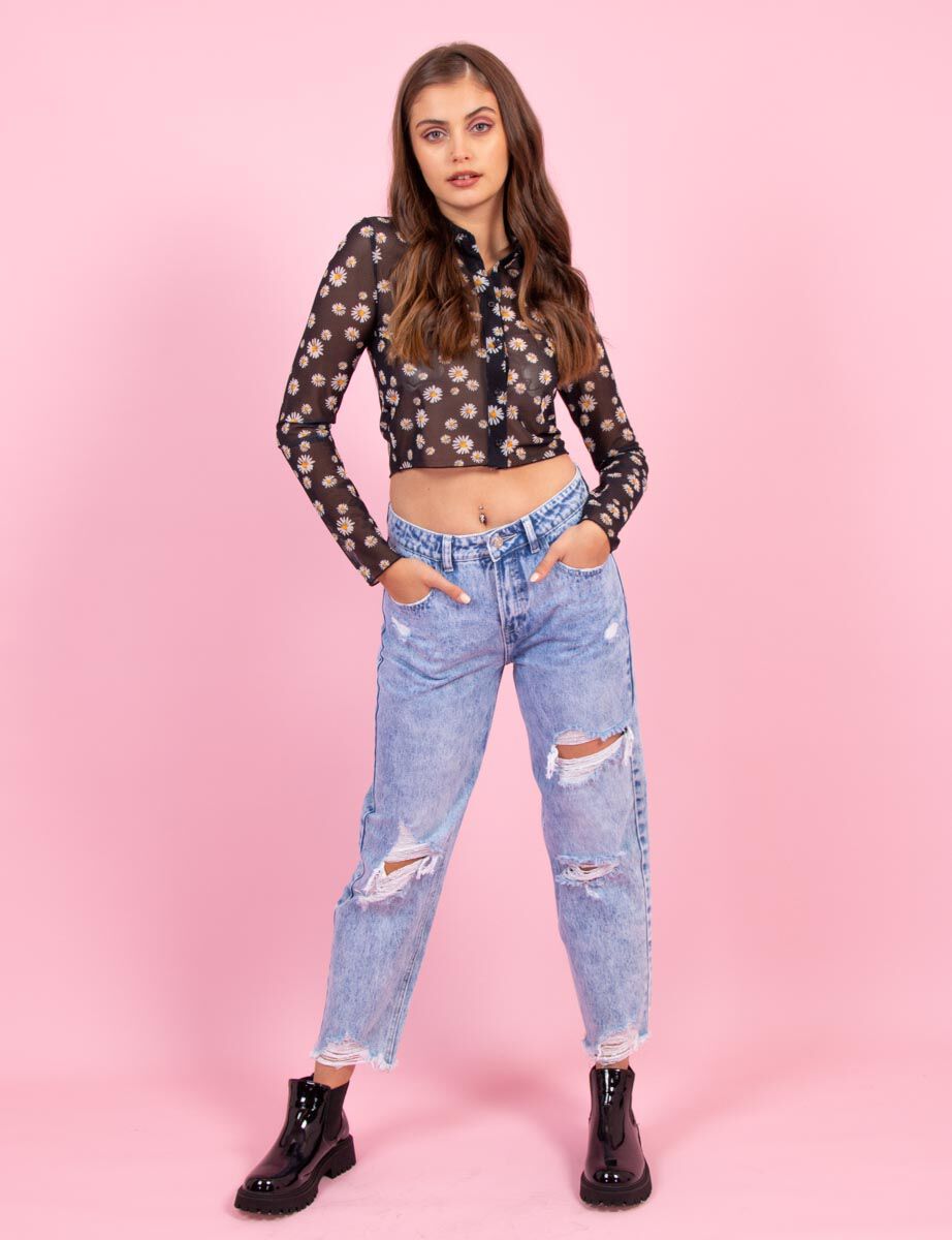 Crop Manga Larga Transparente Mujer Icono