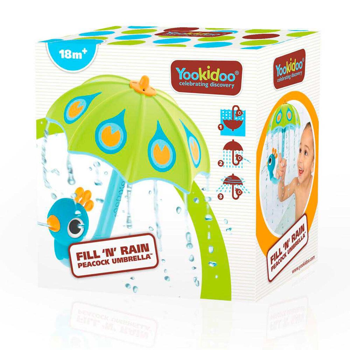 Juego de Ba&ntilde;o Paragua Pavo Real Verde Beb&eacute; Ni&ntilde;o Ni&ntilde;a Tina Yookidoo