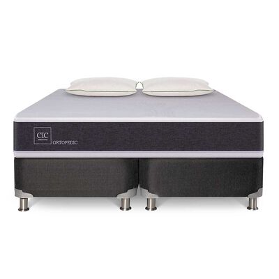 Box Spring CIC Base Dividida 2 Plazas Ortopedic + Set 2 Almohadas Da Soft Sleep