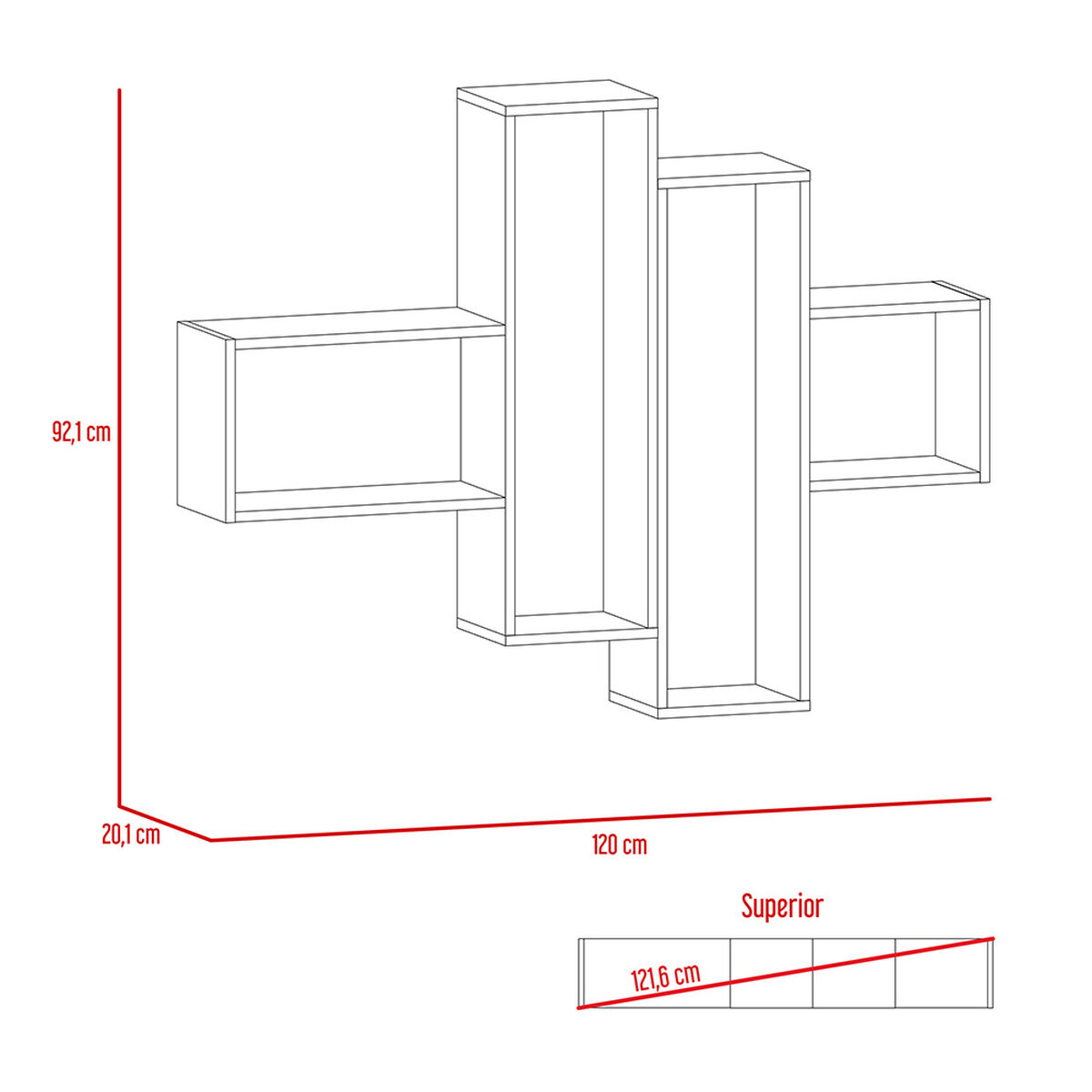 Panel de TV Hasta 60" + Bar Alto + Repisa 2A TuHome The Wall