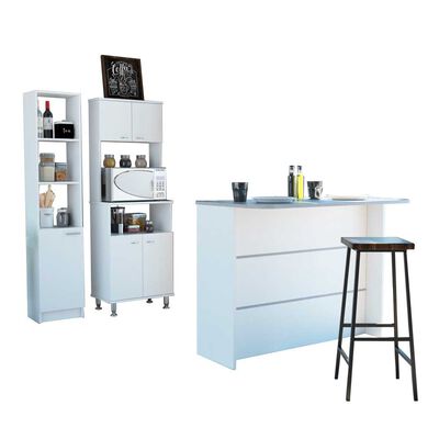 Imagen 2 del producto Combo Mueble Microondas + Barra de Cocina + Optimizador TuHome Kitchen Blanco