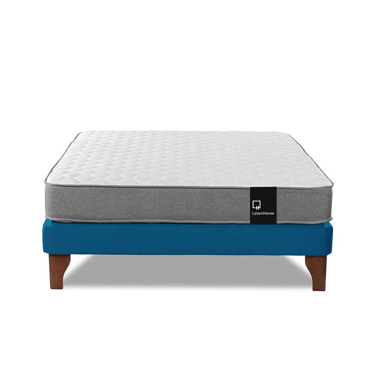 Cama Europea Latam Home Full Zen Best Tela Velvet Azul Petróleo