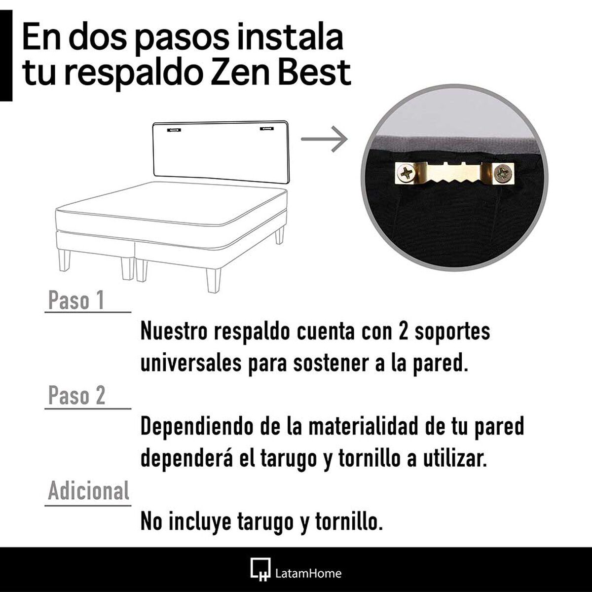Cama Europea Latam Home 1,5 Plazas Cannon Negro
