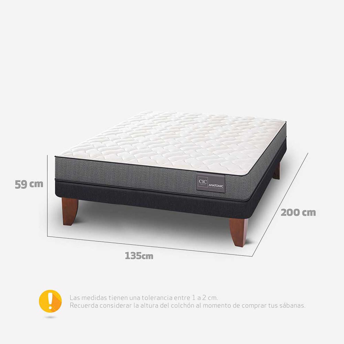 Cama Europea CIC FULL Anatomic + Respaldo Black