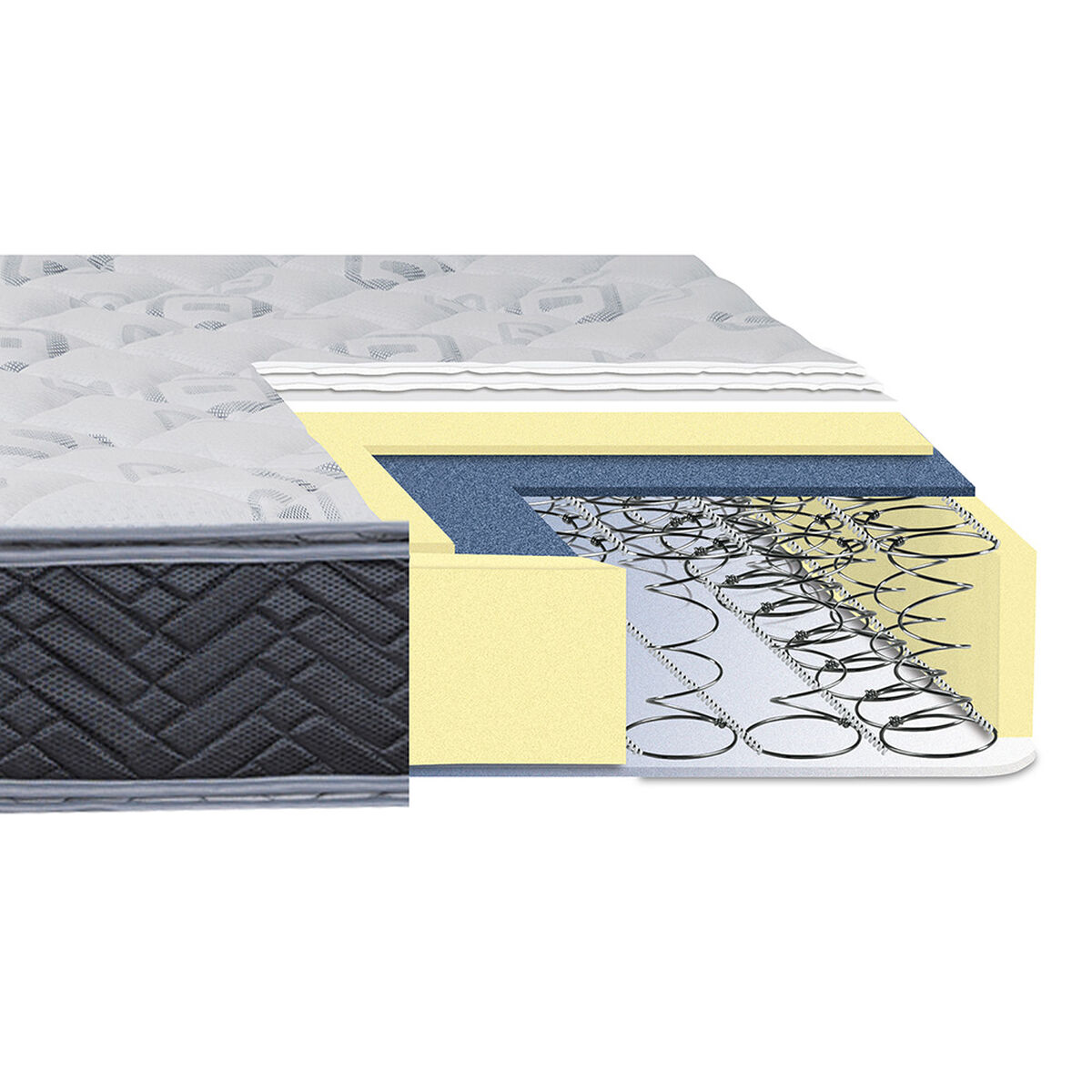 Cama Europea Celta Base Dividida 2 Plazas Terapeutic + Respaldo + 2 Veladores Villarreal + Set Textiles + Almohadas