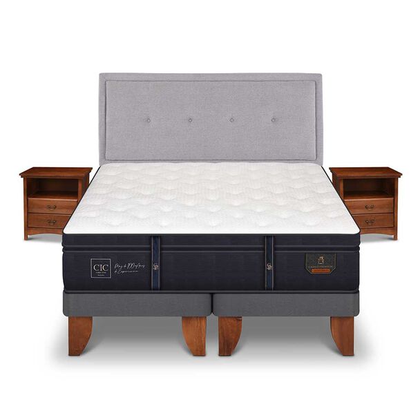 Cama Europea CIC Base Dividida 2 Plazas Grand Premium + Respaldo + Veladores