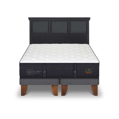 Imagen 1 del producto Cama Europea CIC Base Dividida 2 Plazas Grand Premium + Respaldo Torino Negro