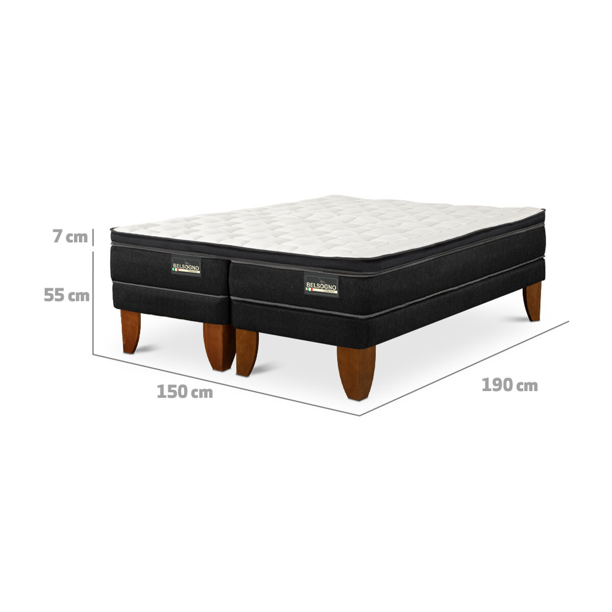 Camas Europeas Dúplex Belsogno 75 x 190 cm Lite + 1 Topper Premium