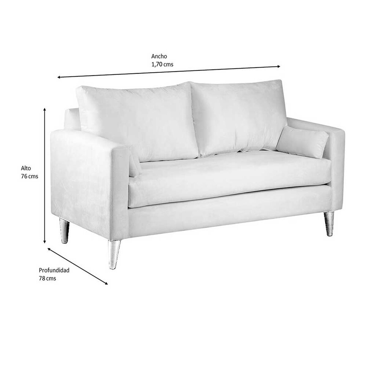 Juego de Living Bodevir Sky PU 12 Sofá 3 Cuerpos + Dos Pouf 1 Cuerpo Blanco 