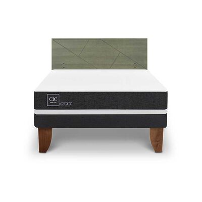 Cama Europea CIC 2 Plazas Ortopedic + Respaldo Villarrica Olivo