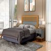 Combo Cama Europea Rosen Base Dividida 2 Plazas New Style 6 + Respaldo + 2 Veladores Casanova 2 Plazas Naturale Gris