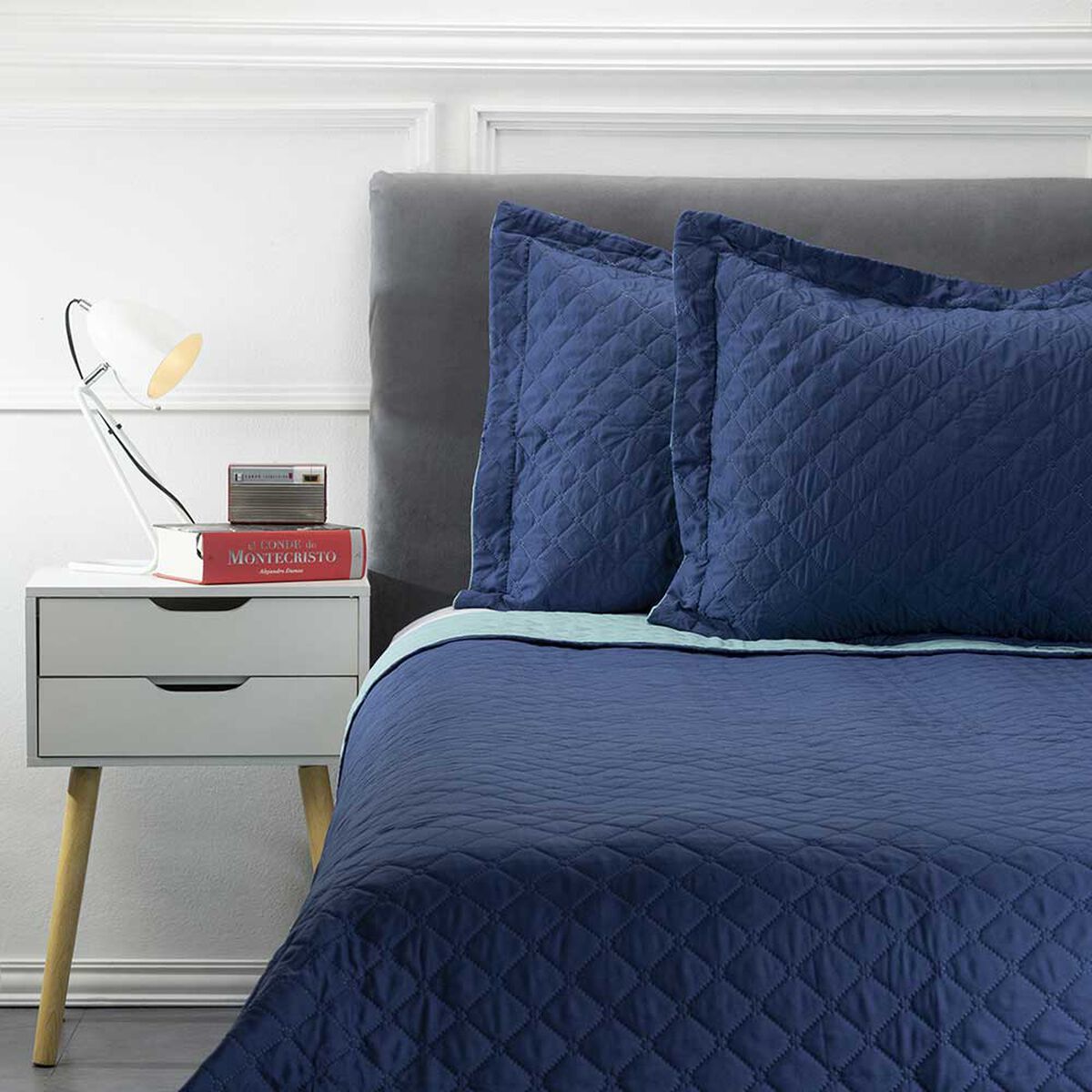 Cubrecama Bicolor Casanova 2 Plazas Azul Aqua