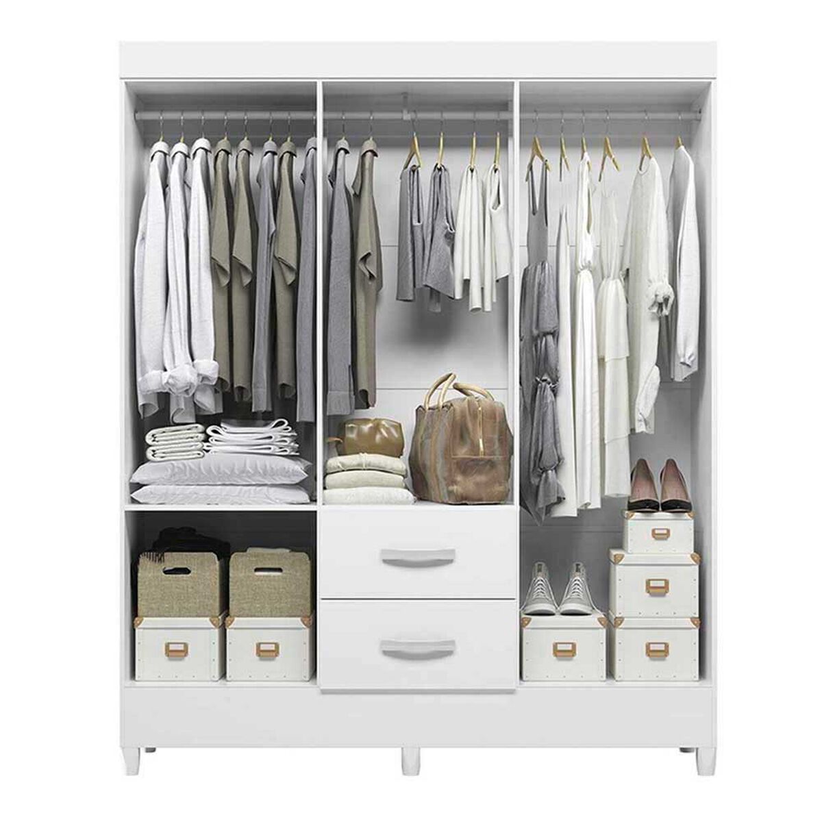 Cl&oacute;set Vekkahome Mobi 6 Puertas 2 Cajones Blanco