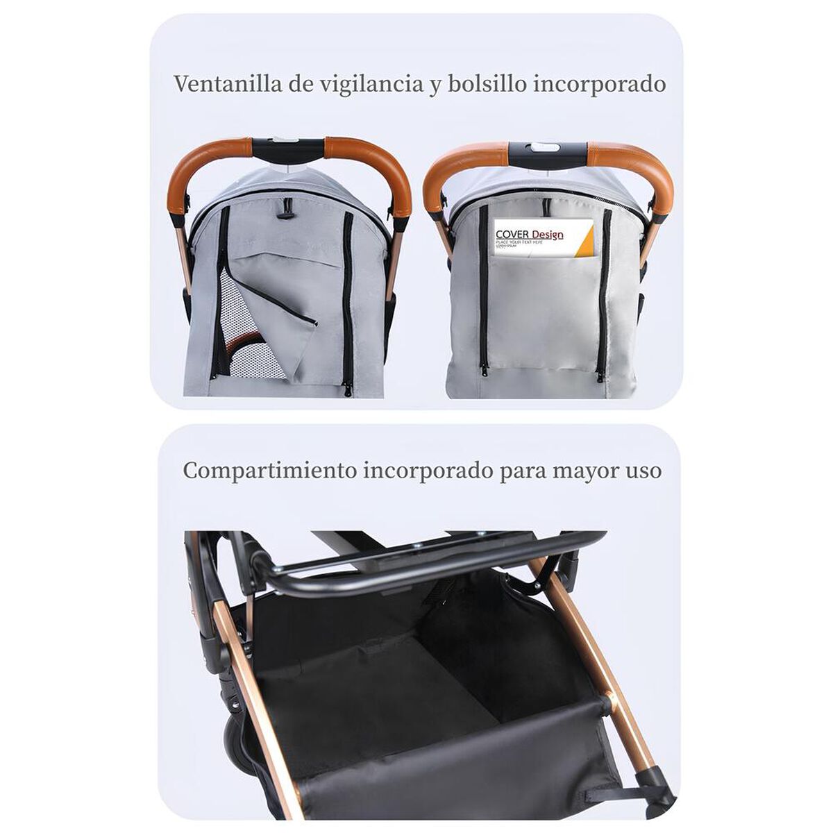Coche de Paseo Últra Compacto con Accesorios Gris Lubabycas