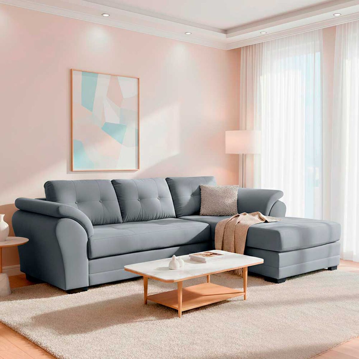 Sof&aacute; Seccional Living Factory Samy 4 Cuerpos Gris