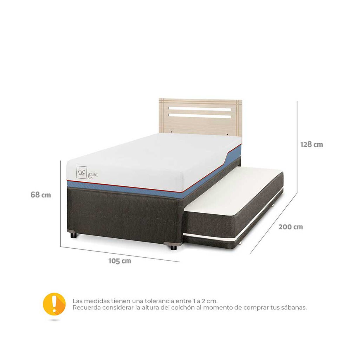 Cama Nido CIC 1,5 Plazas Excellence Plus + Respaldo Munich Alpino