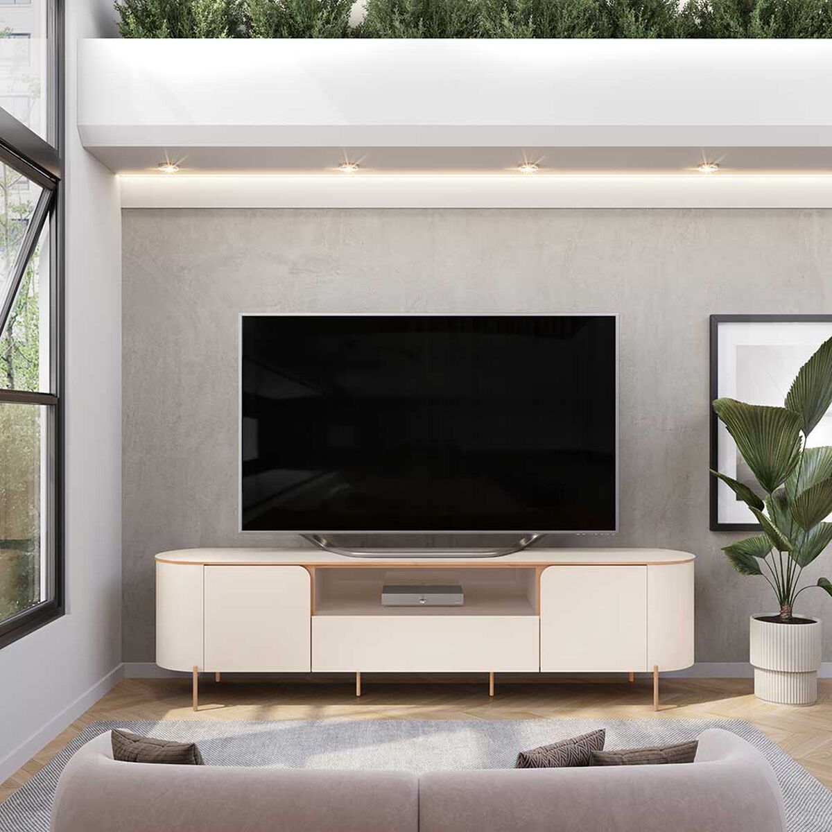 Rack TV Vekkahome Areta Hasta 75" Beige