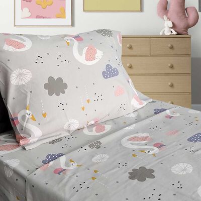 Imagen 2 del producto Juego de Sábanas Infantil Illusions 144 Hilos 1,5 Plazas Swan Gris