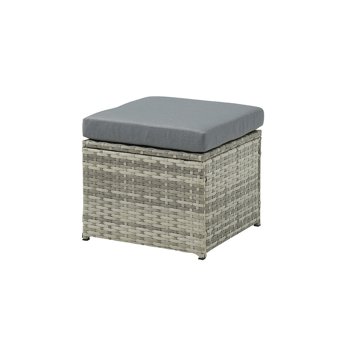 Juego de Terraza Vekkahome Hades Sofá Seccional 6 Cuerpos + Dos Pouf Gris