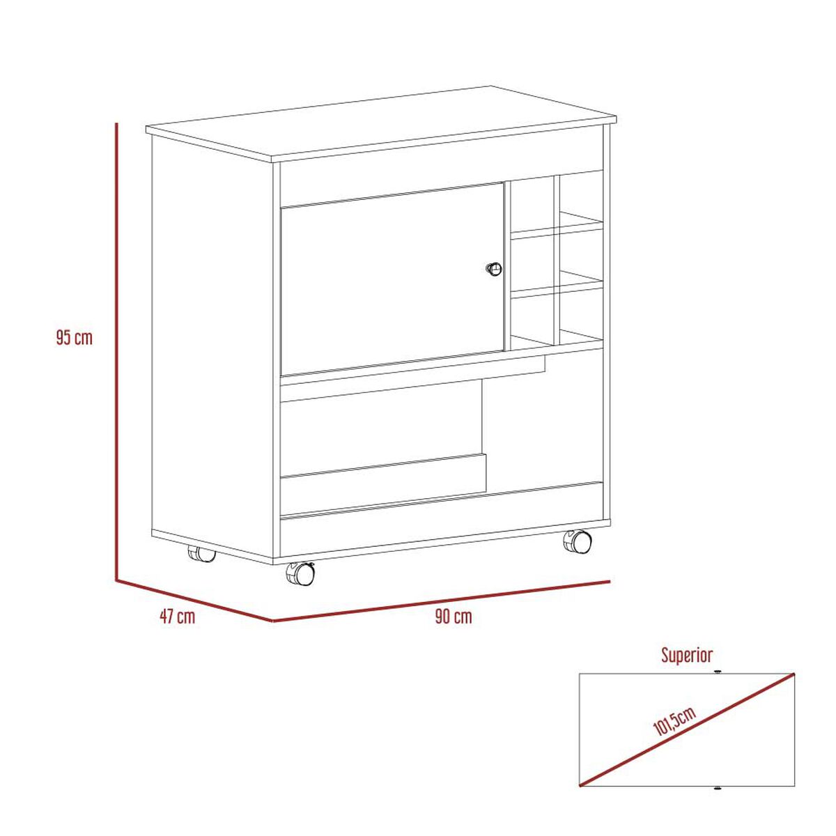 Bar TuHome Bi Color Ceniza Wengue 1 Puerta