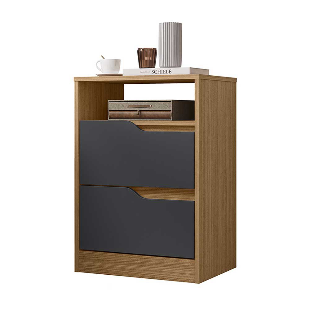 Velador Vekkahome Sole 2 Cajones Café Negro