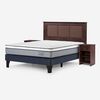 Cama Europea Rosen 2 Plazas Indie + Respaldo + 2 Veladores Rachel